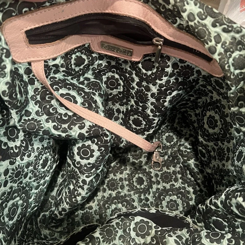 Bon Bonite Blush Pink Leather Hobo Shoulder Bag Metal Beads Dark Cottage‎ Grunge